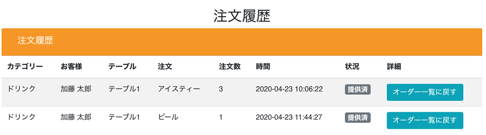 提供済みメニューの確認が簡単になりました